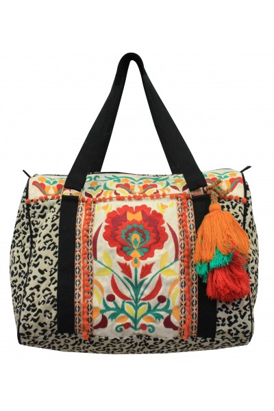 Floral thread embroidery jacquard bag